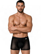 CandyMan Sheer Geometric Mesh Boxer Briefs - Black