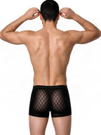 CandyMan Sheer Geometric Mesh Boxer Briefs - Black