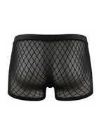 CandyMan Sheer Geometric Mesh Boxer Briefs - Black