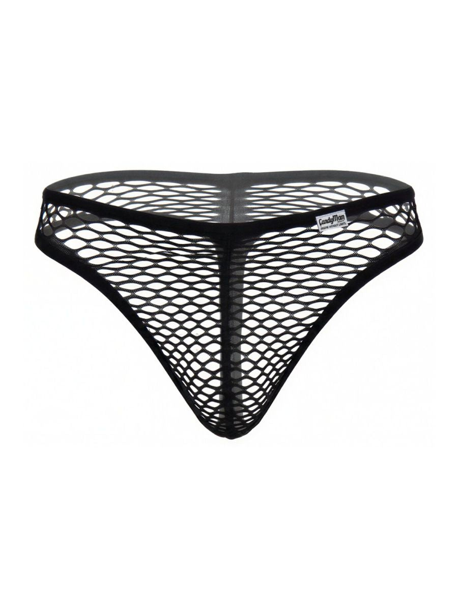 CandyMan Fishnet Breathable Thong - Black