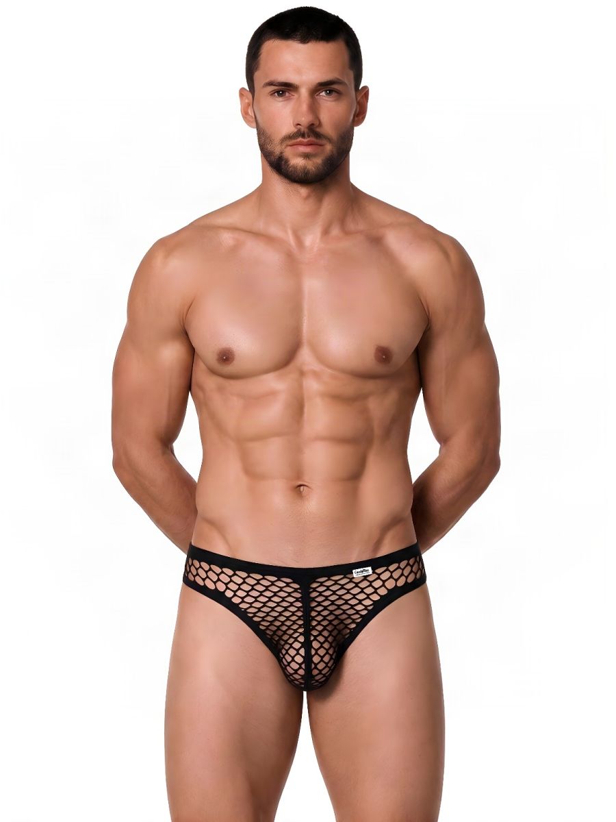 CandyMan Fishnet Breathable Thong - Black
