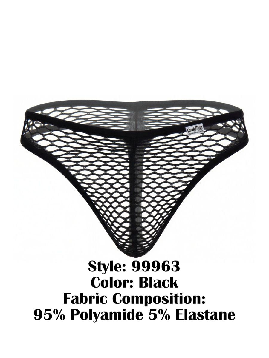 CandyMan Fishnet Breathable Thong - Black