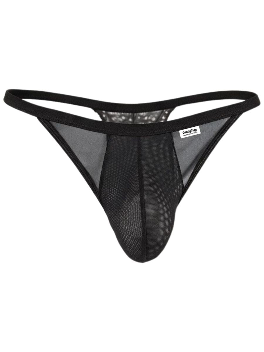 CandyMan 99969 Men's Underwear Mesh Lace Seductive Thongs Color Black
