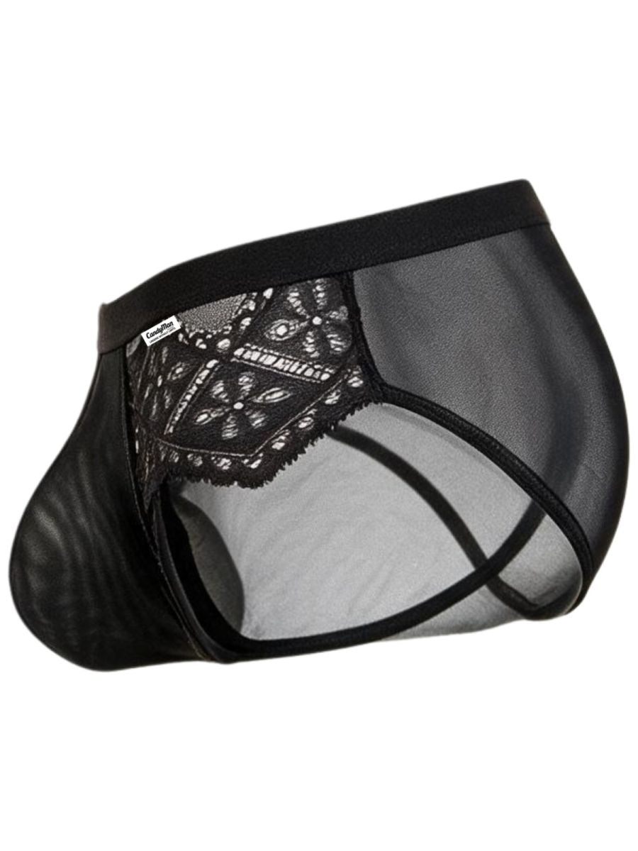 CandyMan 99970 Men's Underwear Seductive Mesh Lace Briefs Color Black