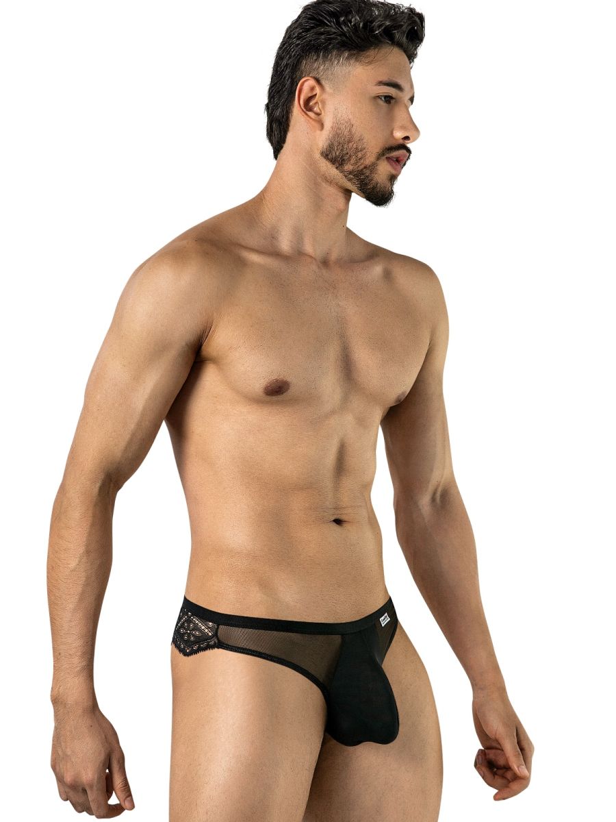 CandyMan 99971 Men's Underwear Seductive Mesh Lace Thongs Color Black