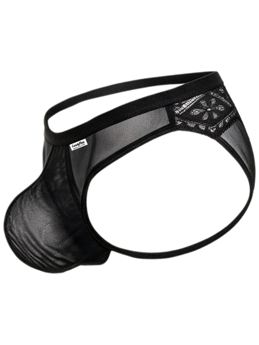 CandyMan 99971 Men's Underwear Seductive Mesh Lace Thongs Color Black
