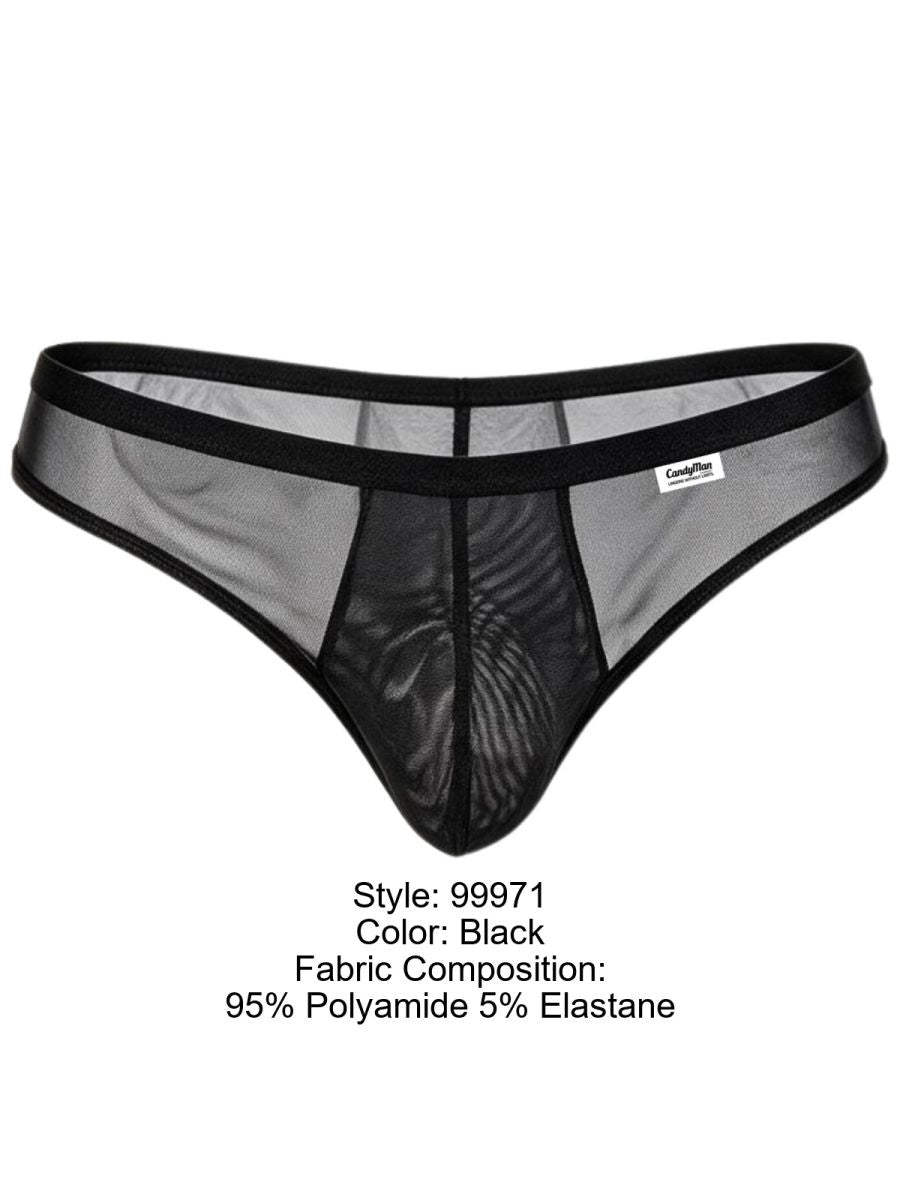CandyMan 99971 Men's Underwear Seductive Mesh Lace Thongs Color Black