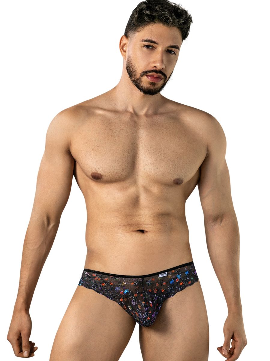 CandyMan Printed Mesh Thongs - Black