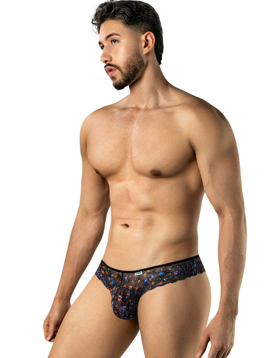 CandyMan Printed Mesh Thongs - Black