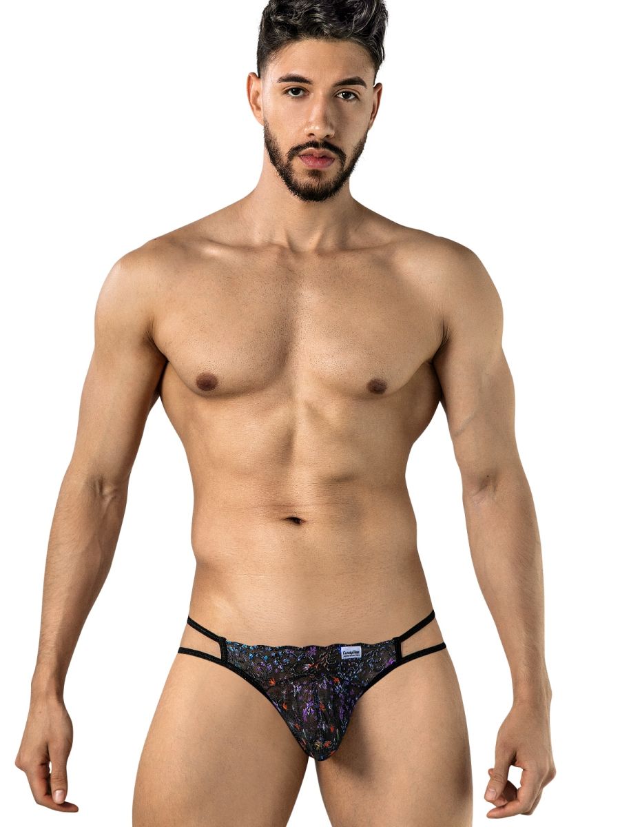 CandyMan Seductive Printed Mesh Jockstrap - Black