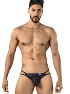 CandyMan Seductive Printed Mesh Jockstrap - Black