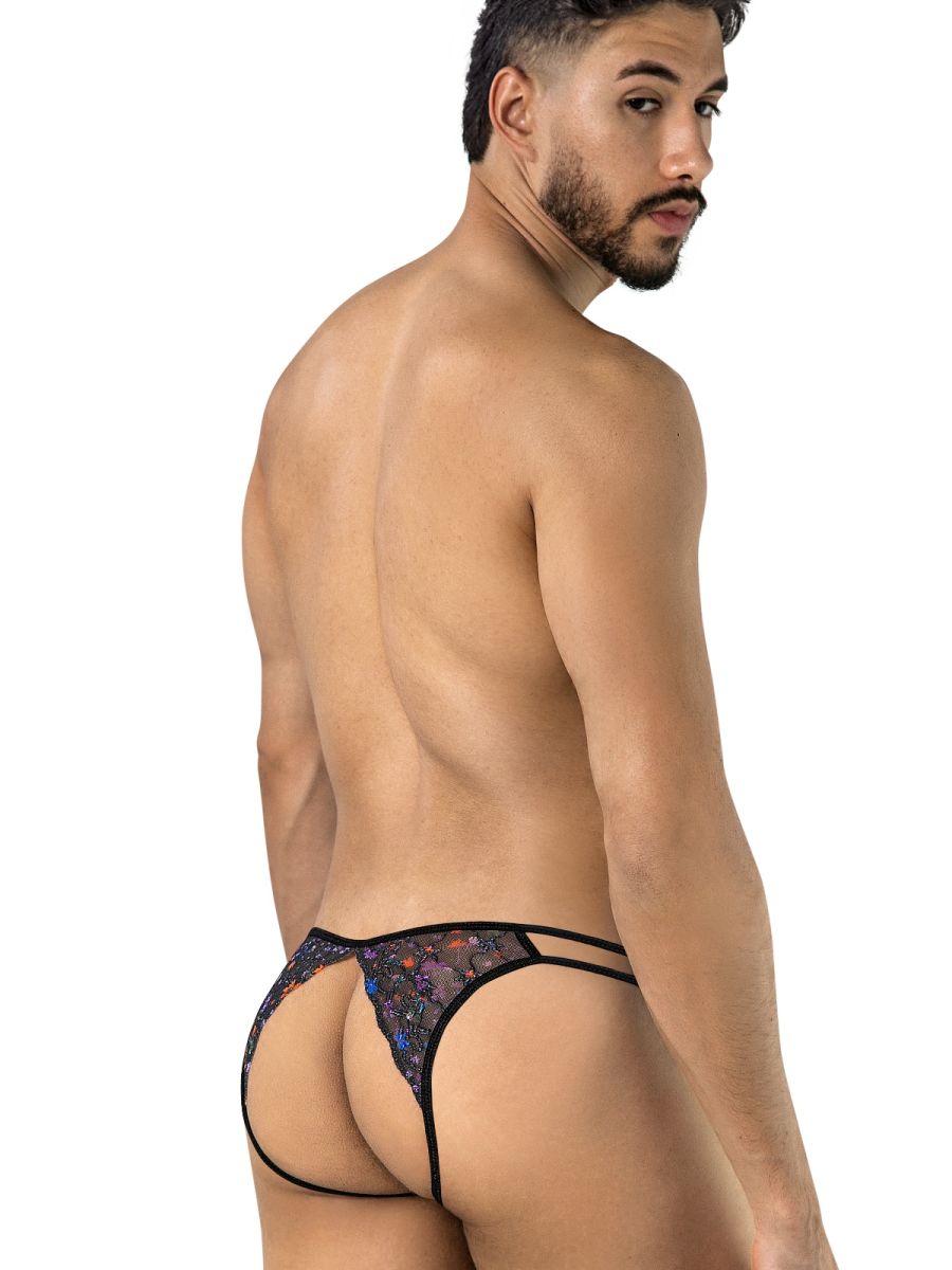 CandyMan Seductive Printed Mesh Jockstrap - Black