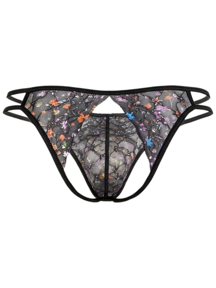 CandyMan Seductive Printed Mesh Jockstrap - Black