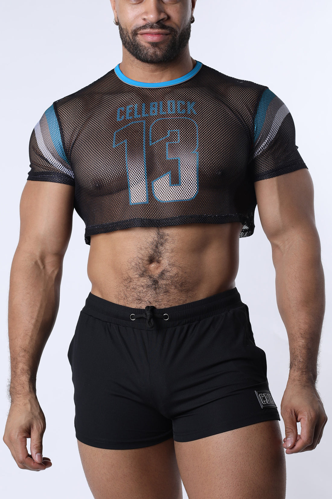 CELLBLOCK 13 Chain Reaction Mesh Crop Top - Blue
