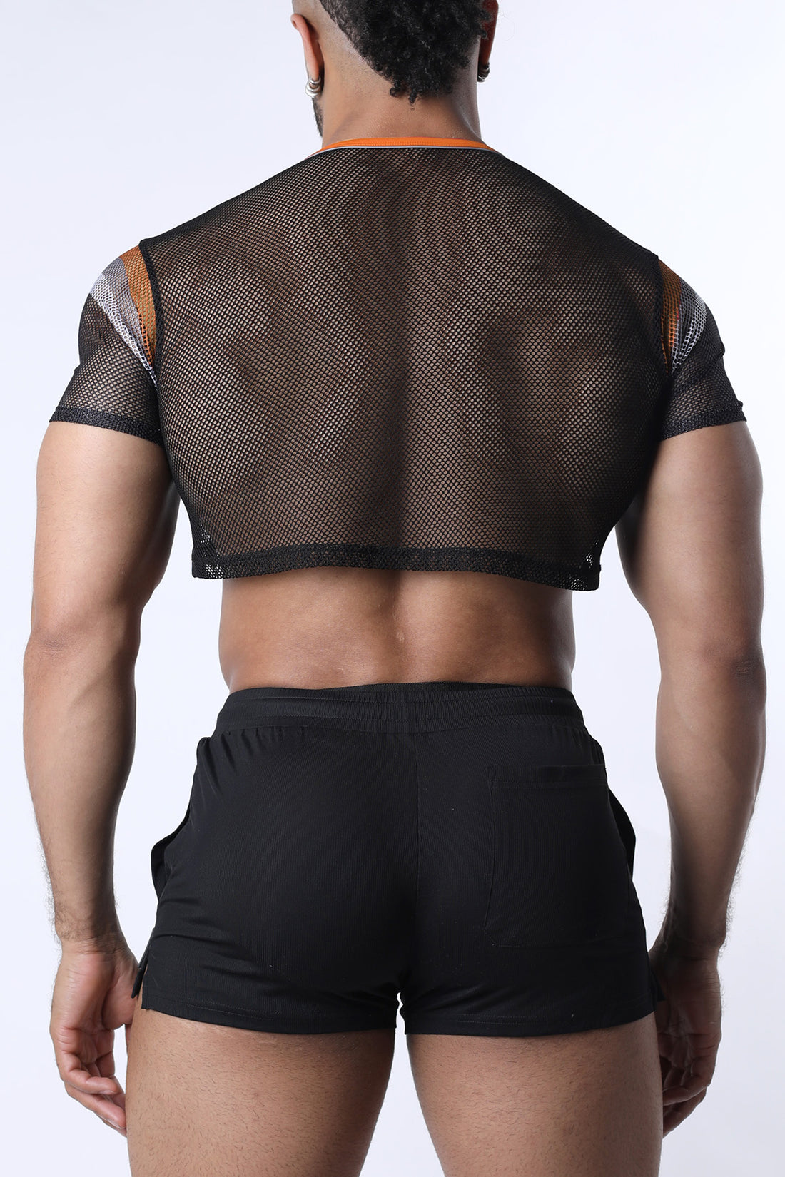 CELLBLOCK 13 Chain Reaction Mesh Crop Top - Orange