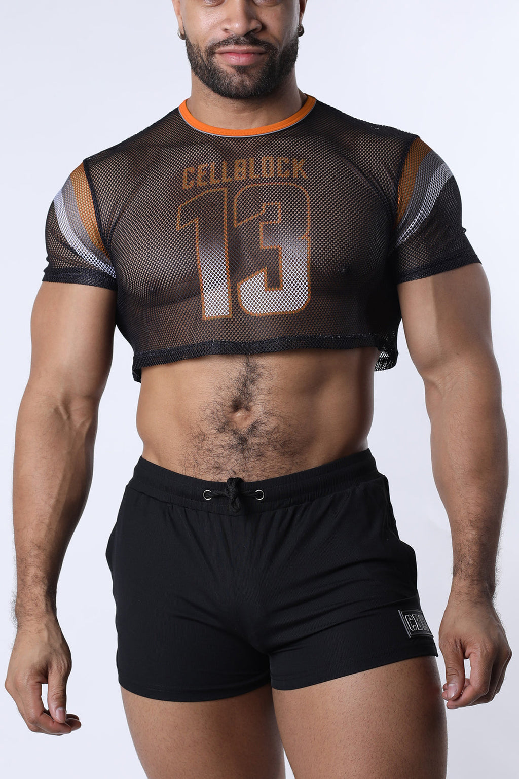 CELLBLOCK 13 Chain Reaction Mesh Crop Top - Orange