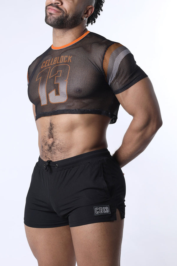 CELLBLOCK 13 Chain Reaction Mesh Crop Top - Orange