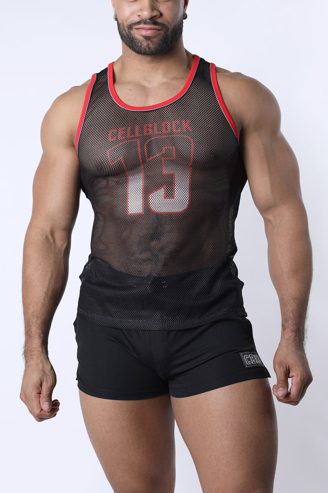 CELLBLOCK 13 Chain Reaction Mesh Tank Top - Red