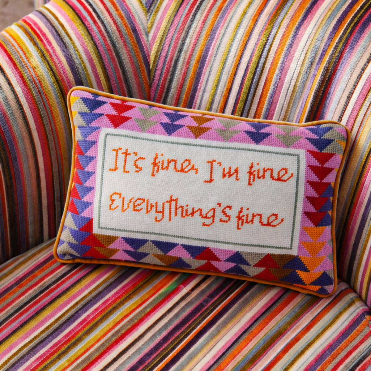 Everything's Fine Needlepoint Pillow