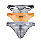 Clever Moda 3-Pack Australian Latin Thongs - Black-Orange-Black