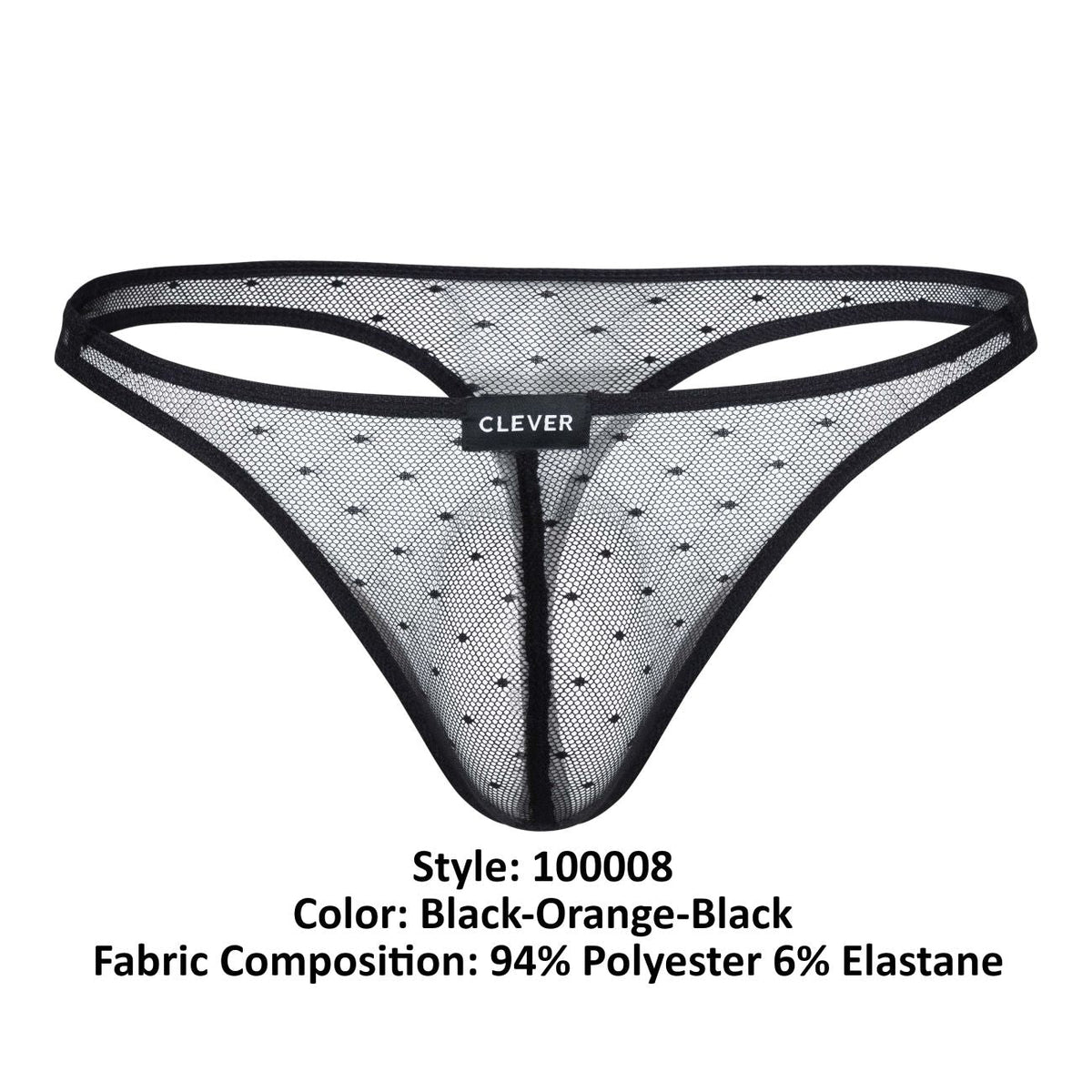 Clever Moda 3-Pack Australian Latin Thongs - Black-Orange-Black