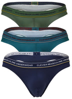 Clever Moda 3-Pack Australian Latin Thongs - Blue-Petrol-Green