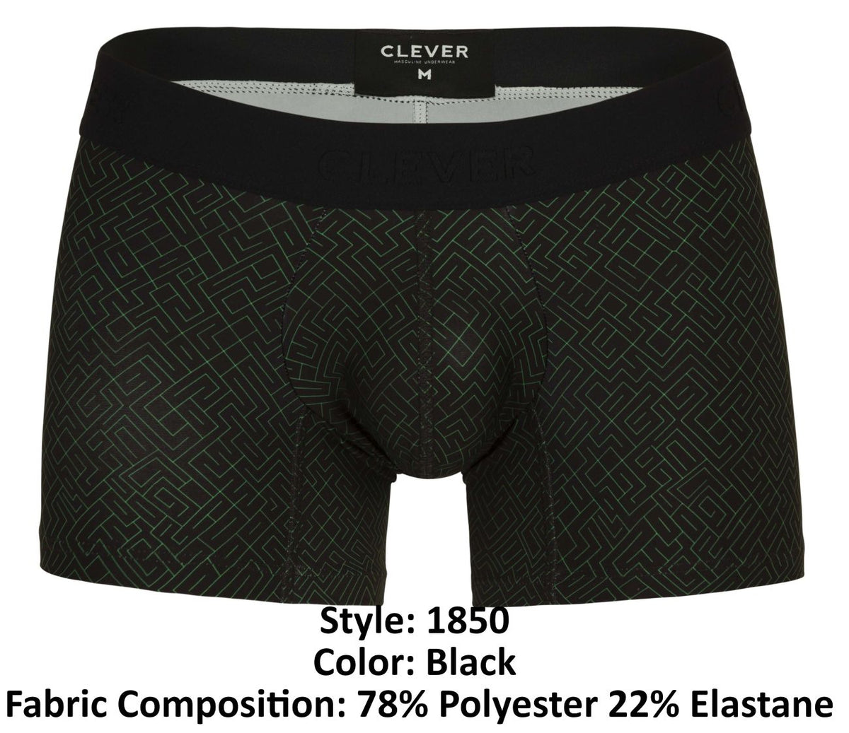 Clever Moda Laberin Mid Length Trunks - Black