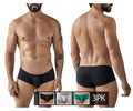 Clever Moda 3-Pack Australian Latin Trunks - Black-Light Blue-Green