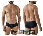 Clever Moda 3-Pack Australian Latin Trunks - Black-Light Blue-Green