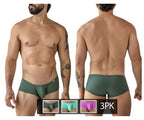 Clever Moda 3-Pack Australian Latin Trunks - Olive-Mint-Purple