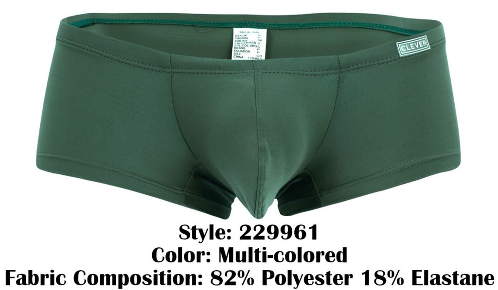Clever Moda 3-Pack Australian Latin Trunks - Olive-Mint-Purple