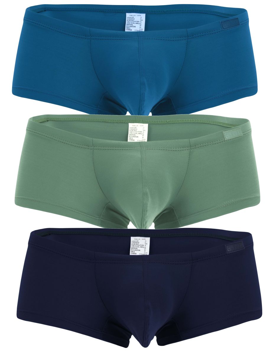 Clever Moda 3-Pack Australian Latin Trunks - Navy-Teal-Sage