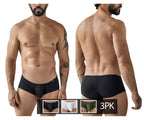 Clever Moda 3-Pack Australian Latin Trunks - Black-White-Olive