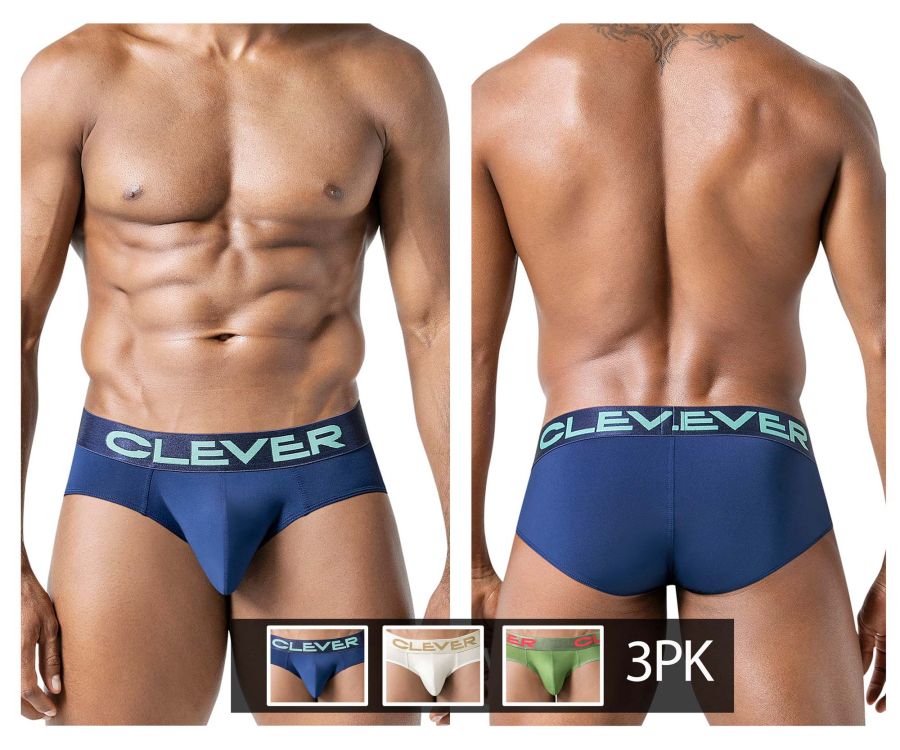 Clever Moda 3-Pack Australian Latin Briefs - Beige-Blue-Green