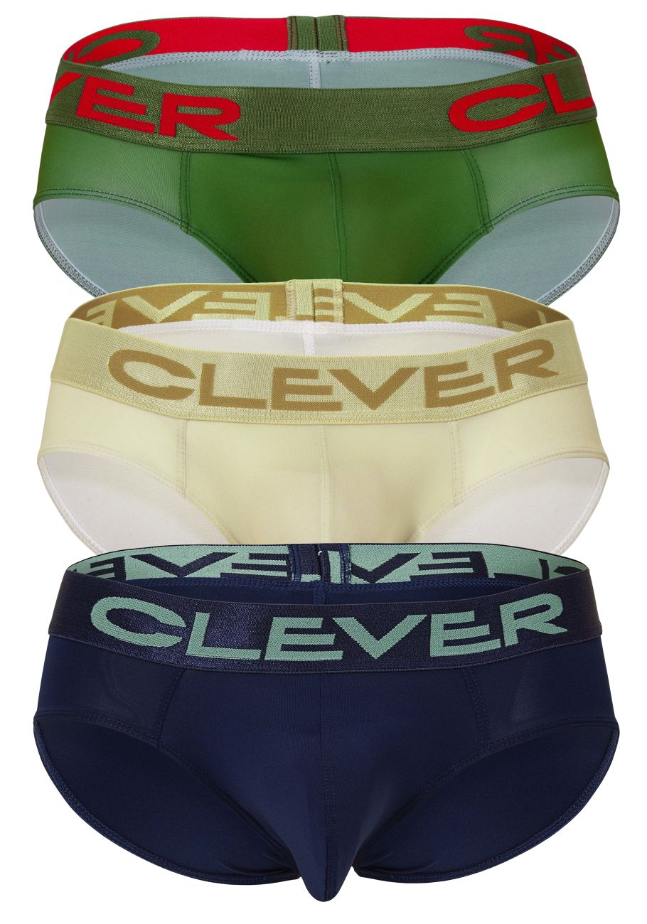 Clever Moda 3-Pack Australian Latin Briefs - Beige-Blue-Green
