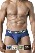 Clever Moda 3-Pack Australian Latin Briefs - Beige-Blue-Green