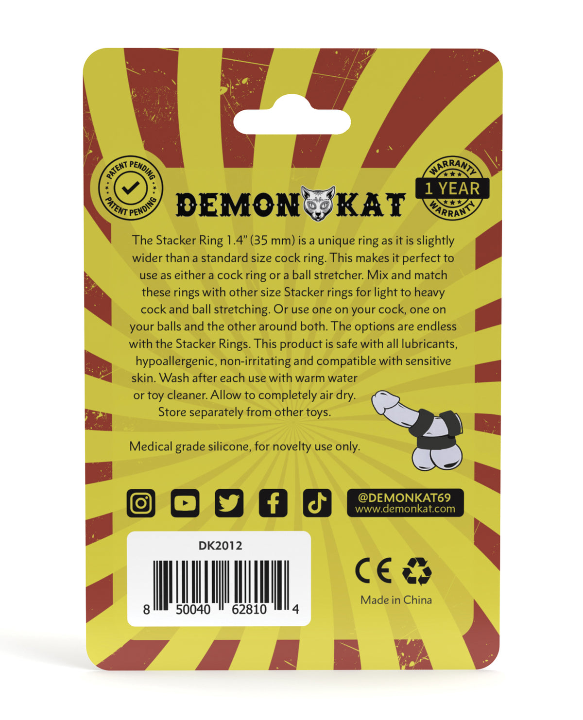 Demon Kat 1.4" Stacker Ring - Black