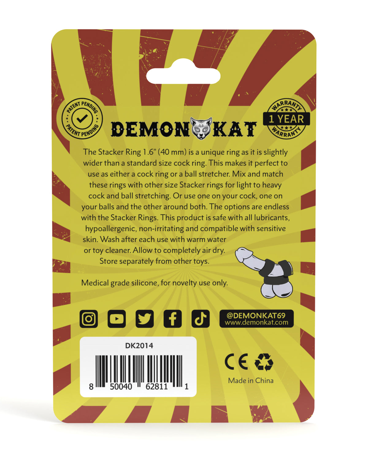 Demon Kat 1.6" Stacker Ring - Black