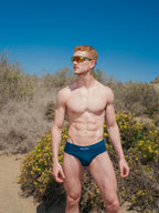 RED Hot Hip Brief Mono-Tone in Petrol Blue
