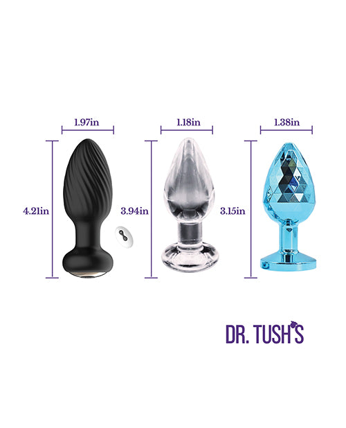 Dr. Tush's Venture Collection Anal Plug Set - Glass, Metal, Silicone - Medium