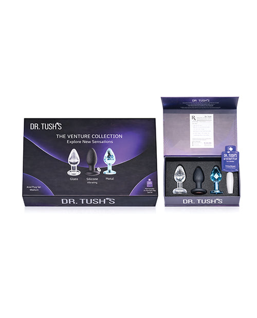 Dr. Tush's Venture Collection Anal Plug Set - Glass, Metal, Silicone - Medium