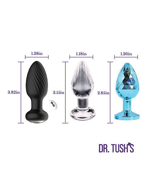 Dr. Tush's Venture Collection Anal Plug Set - Glass, Metal, Silicone - Small