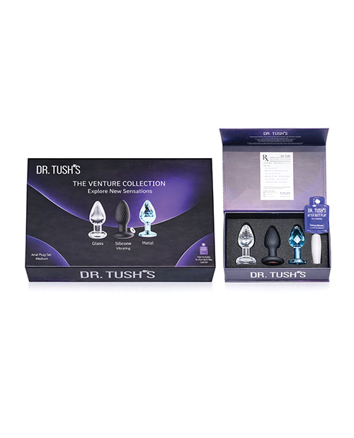 Dr. Tush's Venture Collection Anal Plug Set - Glass, Metal, Silicone - Small