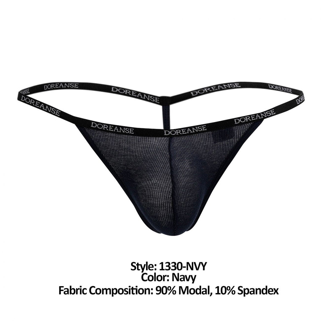 Doreanse Ribbed Modal T-thong - Navy