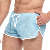 Goal Line Side Split Mesh Booty Shorts Blue