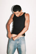 Dominic Albano Ribbed Cotton Tank - Black
