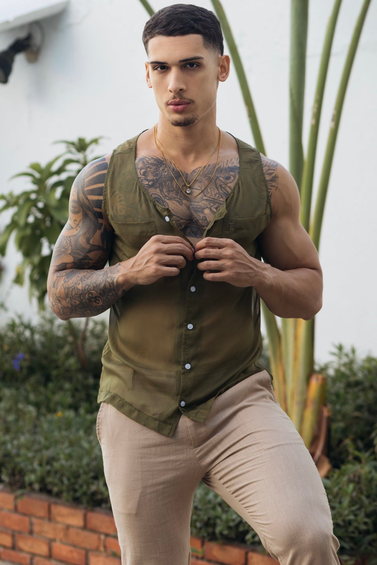 Extra Thin Button Up Tank Top 01
