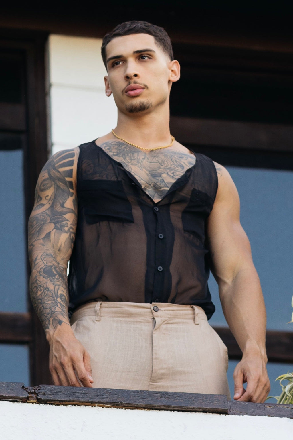 Extra Thin Button Up Tank Top 01