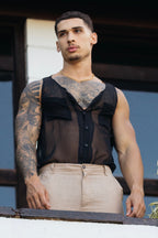 Extra Thin Button Up Tank Top 01