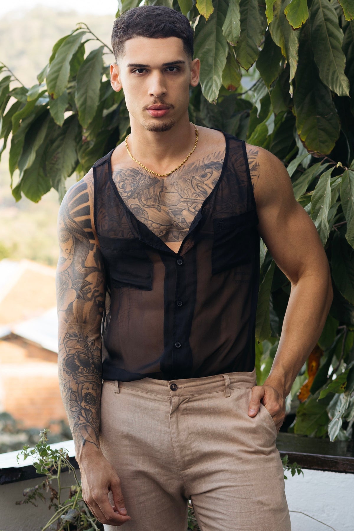 Extra Thin Button Up Tank Top 01